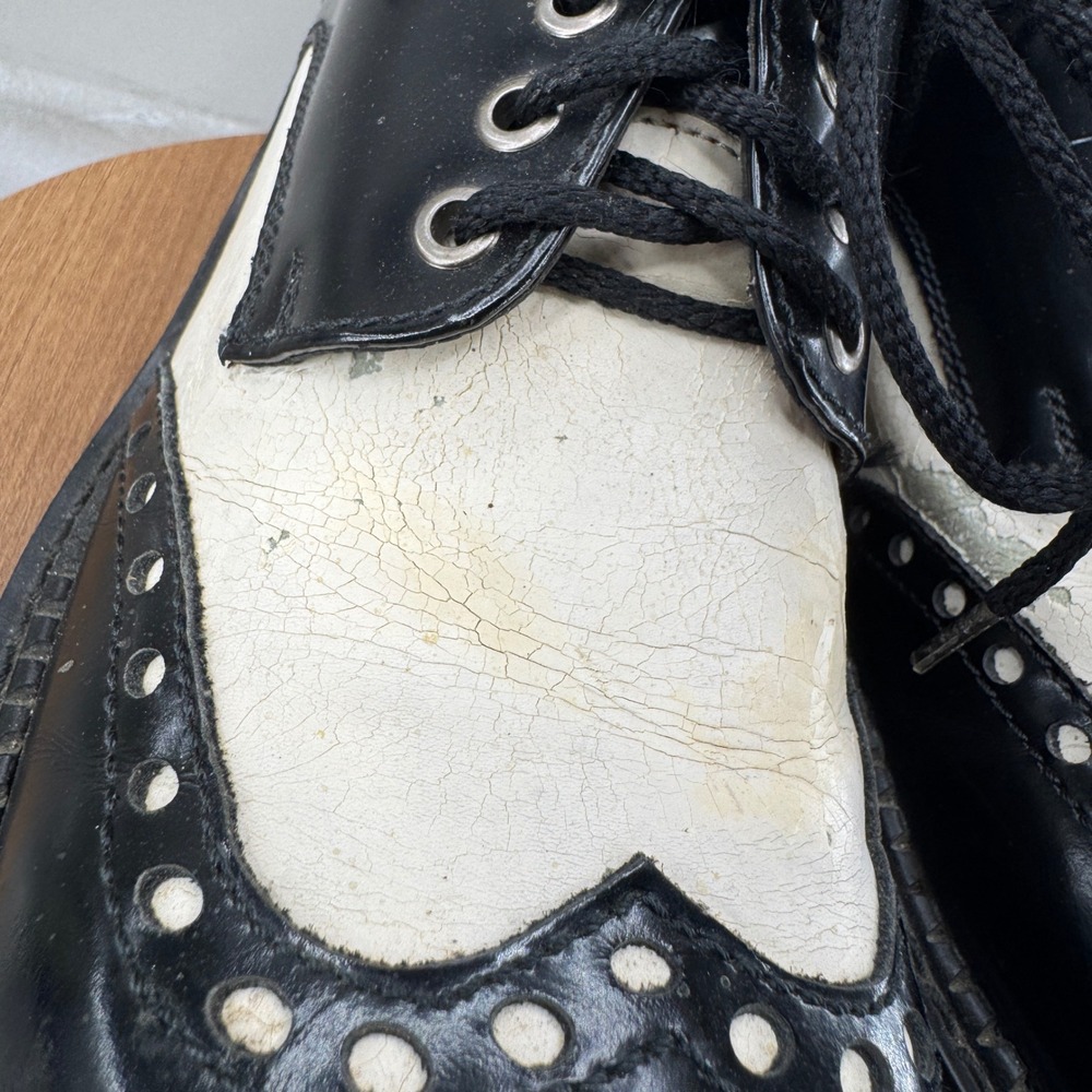 Bed Stu Platform Wingtip Oxfords 9.5 Black White Goth Grunge Chunky Lug Sole - Picture 15 of 15